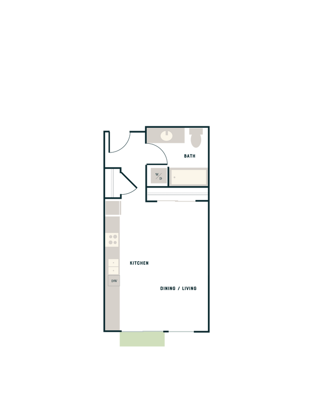 Studio, 1 Bath - West Apt A West-445 floor plan